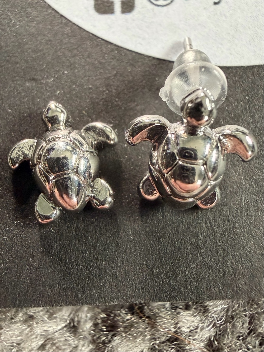 Silver Sea Turtle Stud Earrings